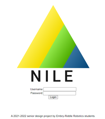 Login page with NILE logo